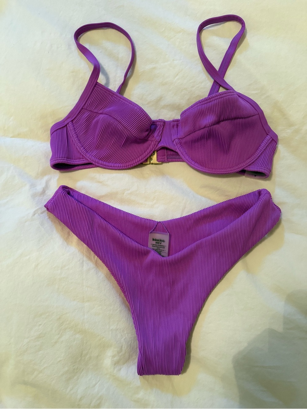 Kulani Kinis Ribbed Purple Bikini Set